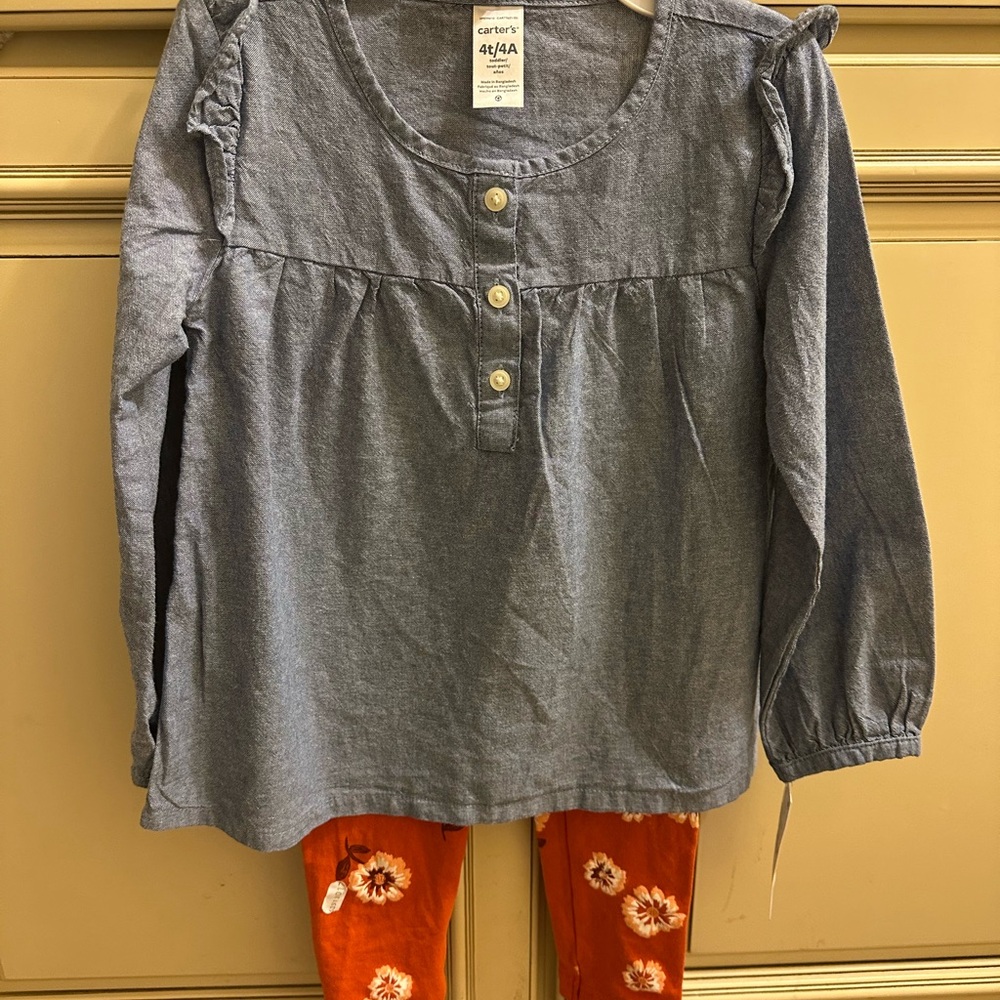Carter's Blue Blouse with Gathered Cuffs and Relaxed Fit